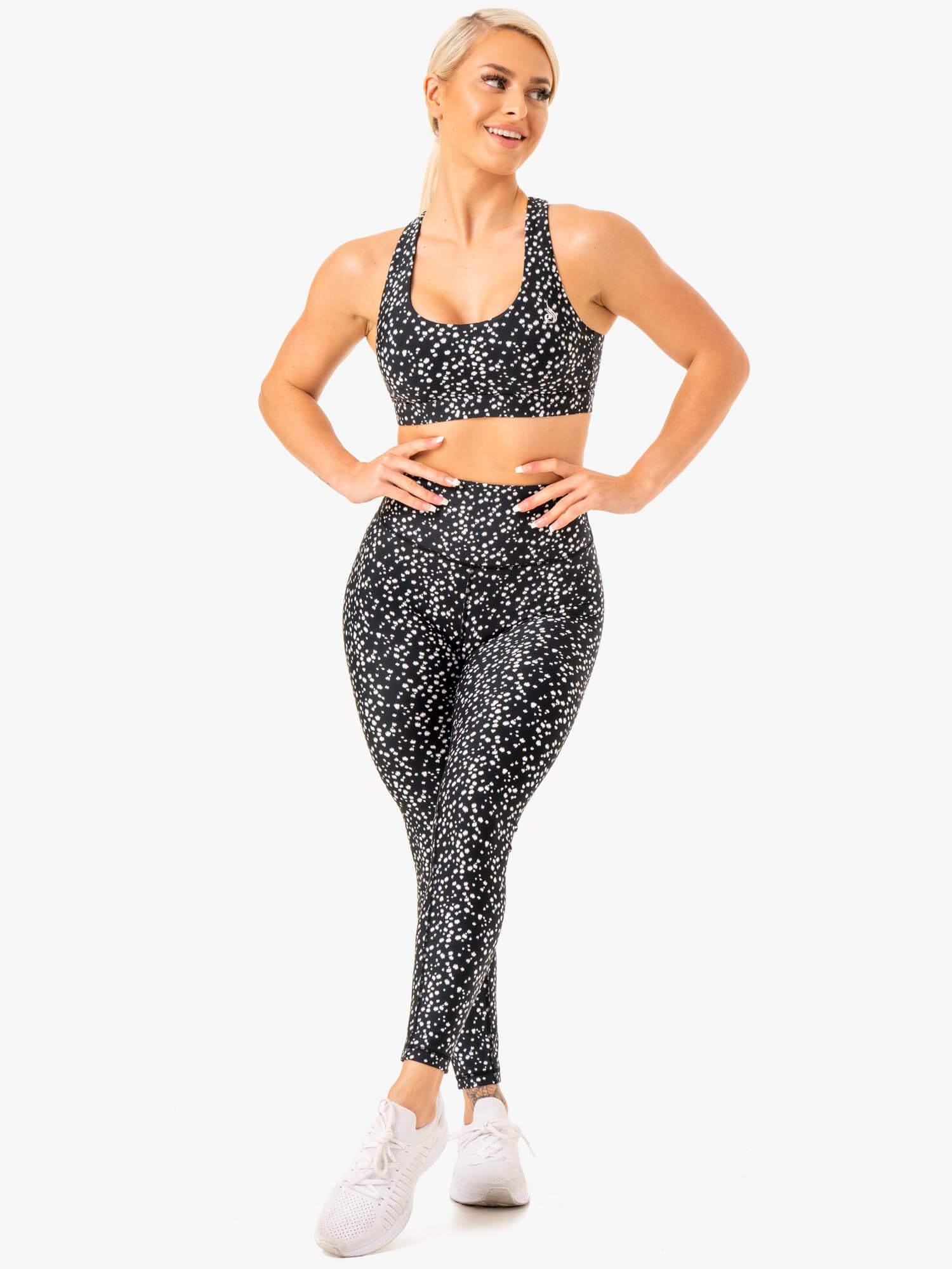 Reform High Waisted Yoga Pants - Black Speckle Pattern Workout Leggings for Women | Perfect for Gym, Running & Everyday Wear
