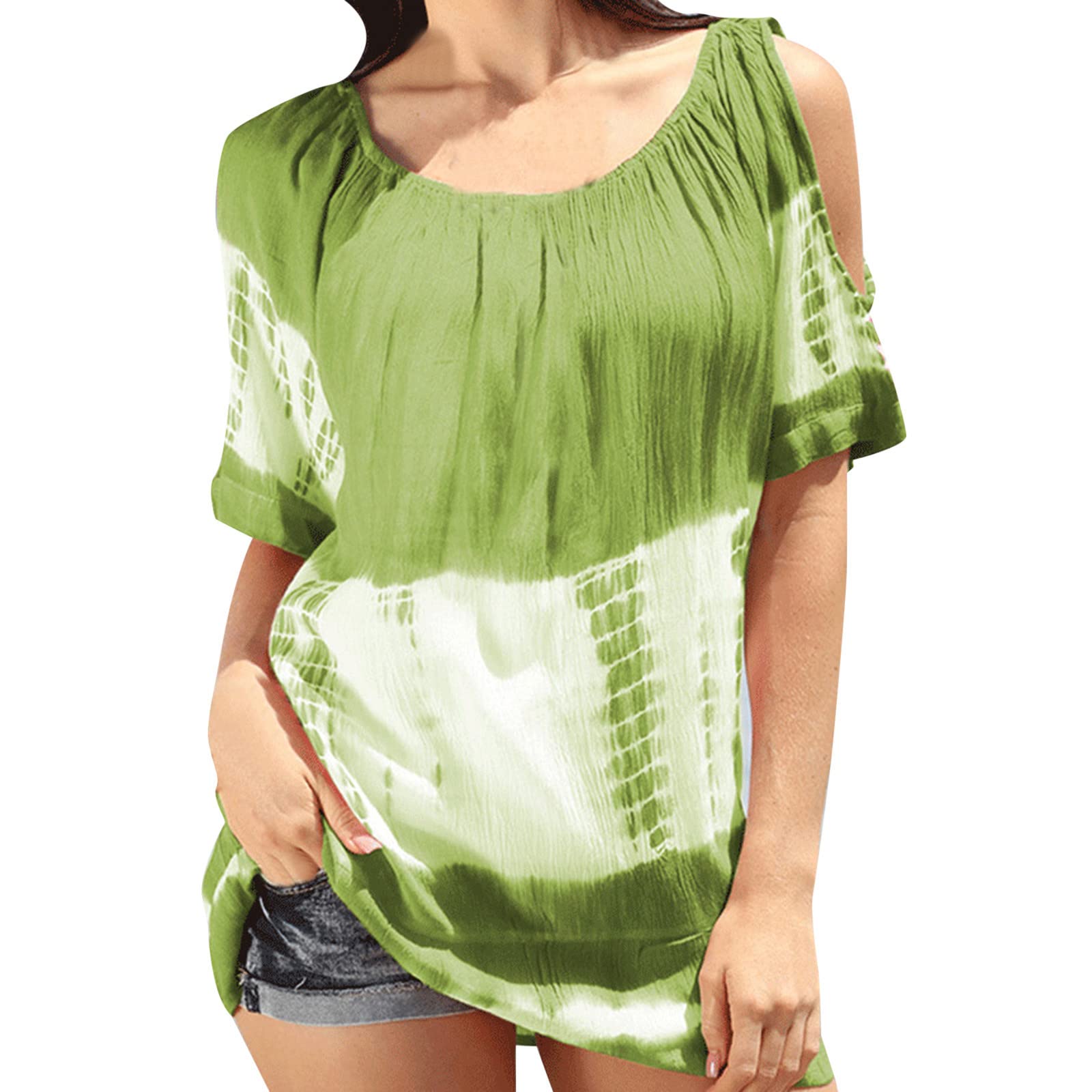 ETHKIA Women's Sexy Cold Shoulder Plus Size Cotton Tunic Tops - Summer Casual T-Shirts for Women to Wear with Leggings | Perfect for Beach, Vacation & Everyday Outfits