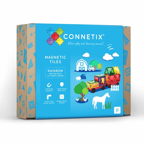 Connetix Magnetic Tiles Rainbow Motion 24 Piece Set - STEM Educational Building Toys for Kids, Perfect for Creative Play & Learning Activities