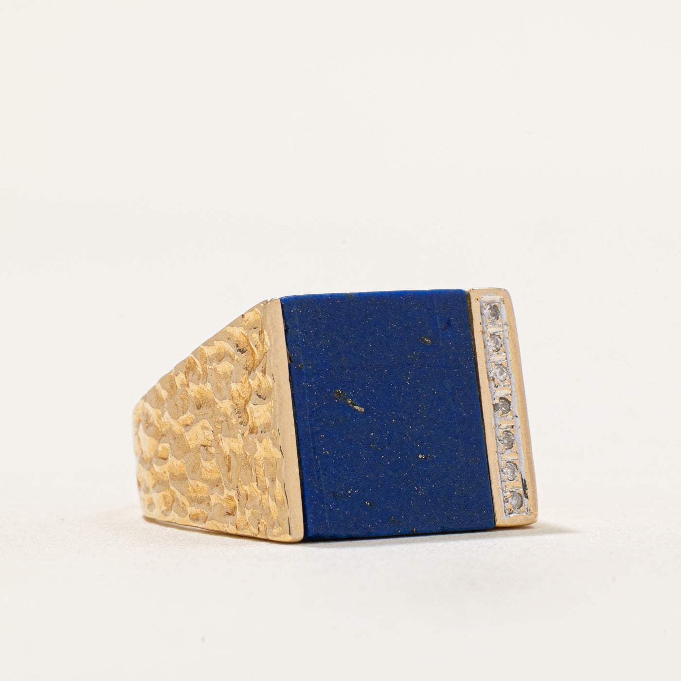 Lapis Lazuli & Diamond Cocktail Ring - 3.90ct Genuine Lapis with 0.03ctw Diamonds - Size 8.75 - Elegant Statement Jewelry for Evening Parties & Special Occasions