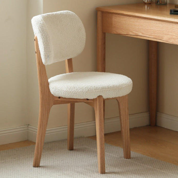 Premium Oak Solid Wood Makeup Stool with Soft Lamb Velvet Upholstery - Perfect for Vanity, Dressing Table & Bedroom Decor