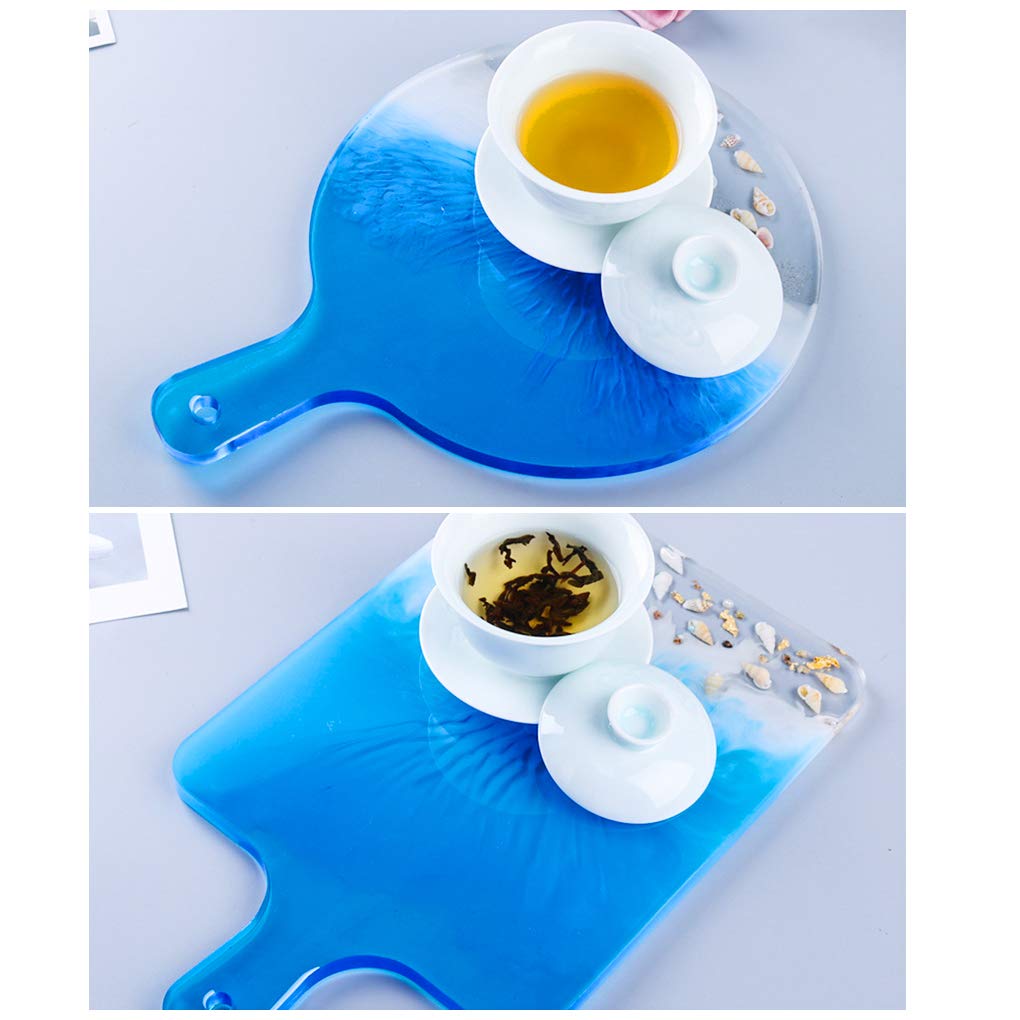 FineInno 4-Piece Rectangle & Round Silicone Resin Tray Molds for DIY Epoxy Cutting Boards & Serving Trays - Perfect for Home Decor, Kitchen Use, and Craft Projects