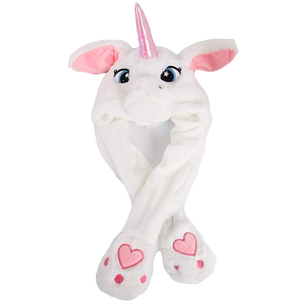 Fluffy Animal Ear Unicorn Hat - Soft & Fun Plush Unicorn Headband for Christmas Party, Cosplay, Costume Makeup, Festive Celebrations (White) - Perfect for Halloween, Birthday Parties & Photo Props