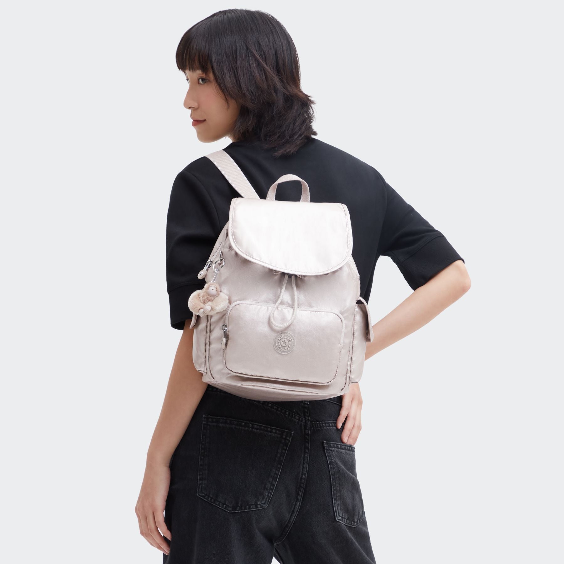 Kipling City Pack Small Metallic Backpack - Lightweight Travel Backpack for Women & Teens - Stylish Metallic Glow Design - Perfect for School, Work & Everyday Use