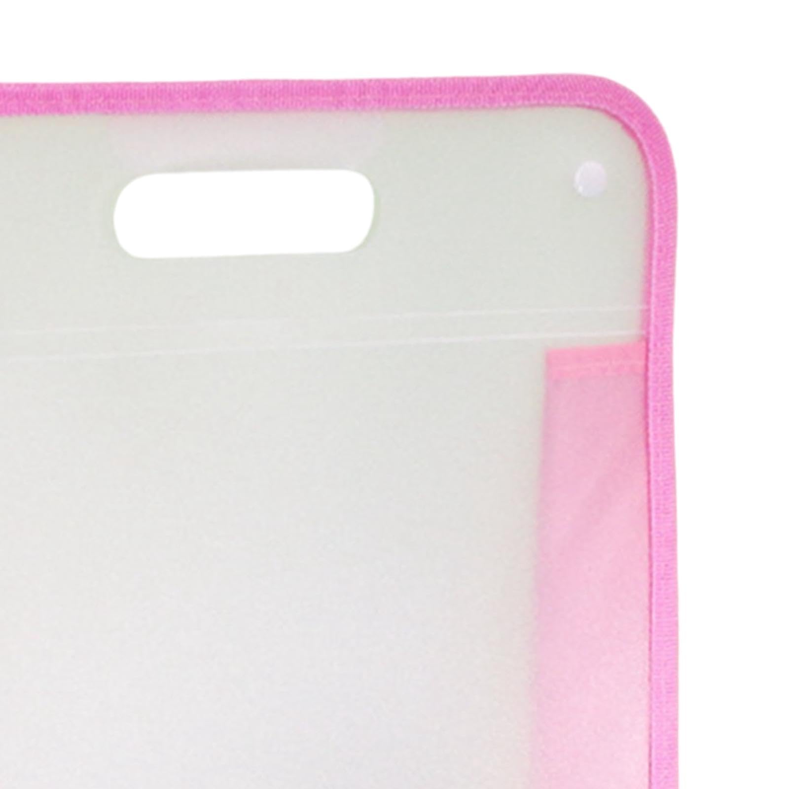 Clear Portable File Organizer Bag with Handle - Document Storage Bag for School, Travel, Home & Office - Art Portfolio Bag for Students & Kids - Perfect for Organizing Papers, Artwork & Supplies (Pink)