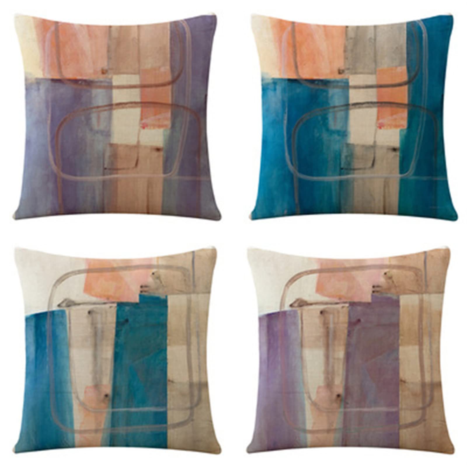 4 Pack Soft Velvet Pillow Covers 31x31 Inches - Blue Abstract Decorative Throw Pillow Cases for Sofa, Bed, Chair & Couch | Farmhouse Home Decor | Perfect for Living Room, Bedroom & Dorm Room