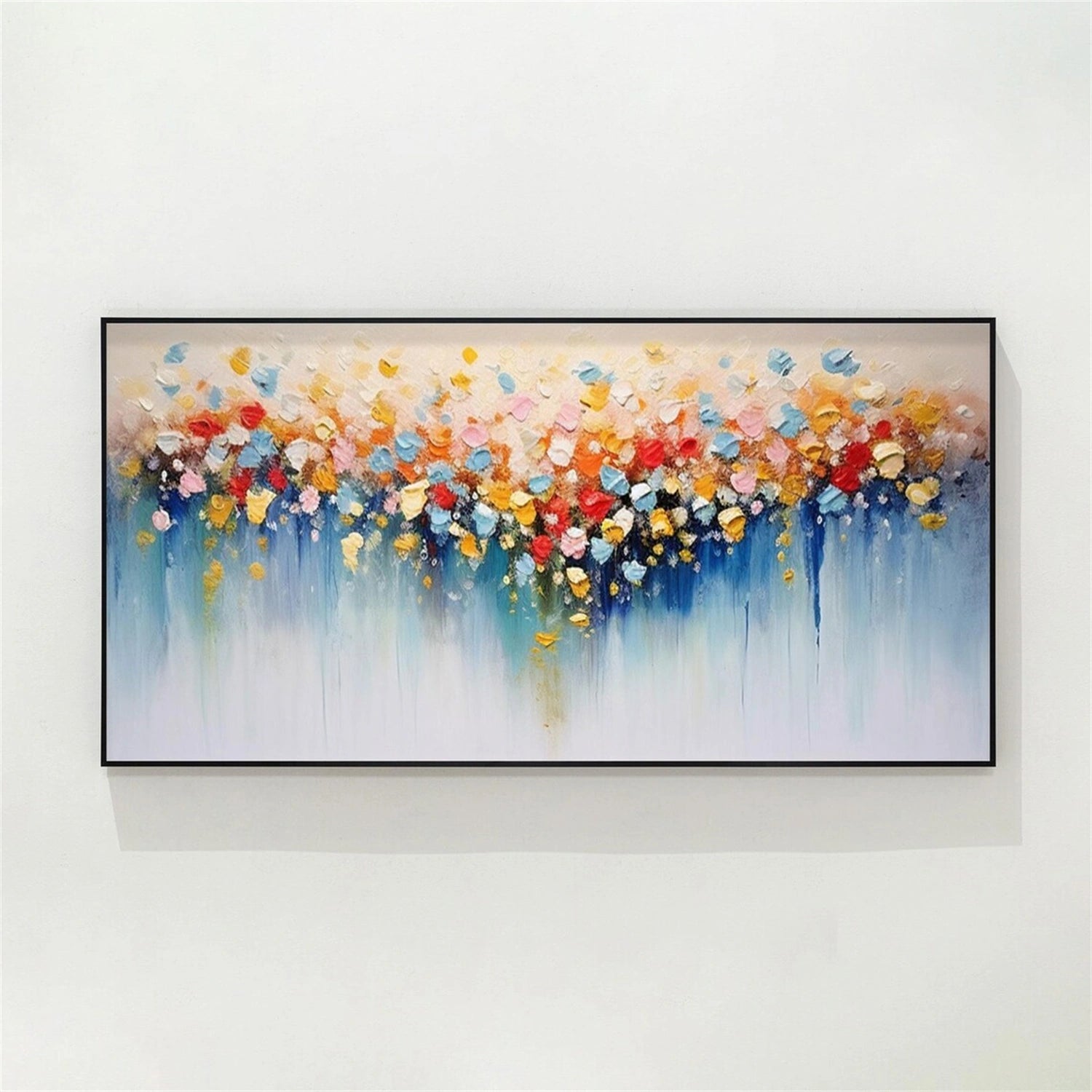 FT 161 Floral and Tree Landscape Painting - Handmade Canvas Art for Home Decor, Living Room, Bedroom, and Office Wall