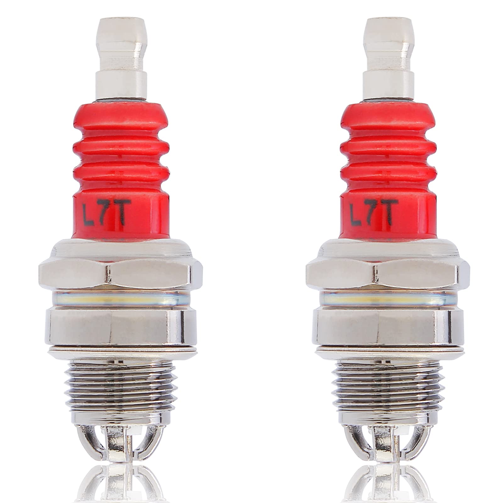 2Pcs L7T 3 Electrode Spark Plug for 33cc 43cc 47cc 49cc 2-Stroke Engines - Compatible with Mini Pocket Bikes, ATVs, Quads, Scooters, Trimmers, Blowers, Chainsaws, Brushcutters, Lawnmowers, Echo & Wacker - Ideal for Small Engine Performance & Maintenance