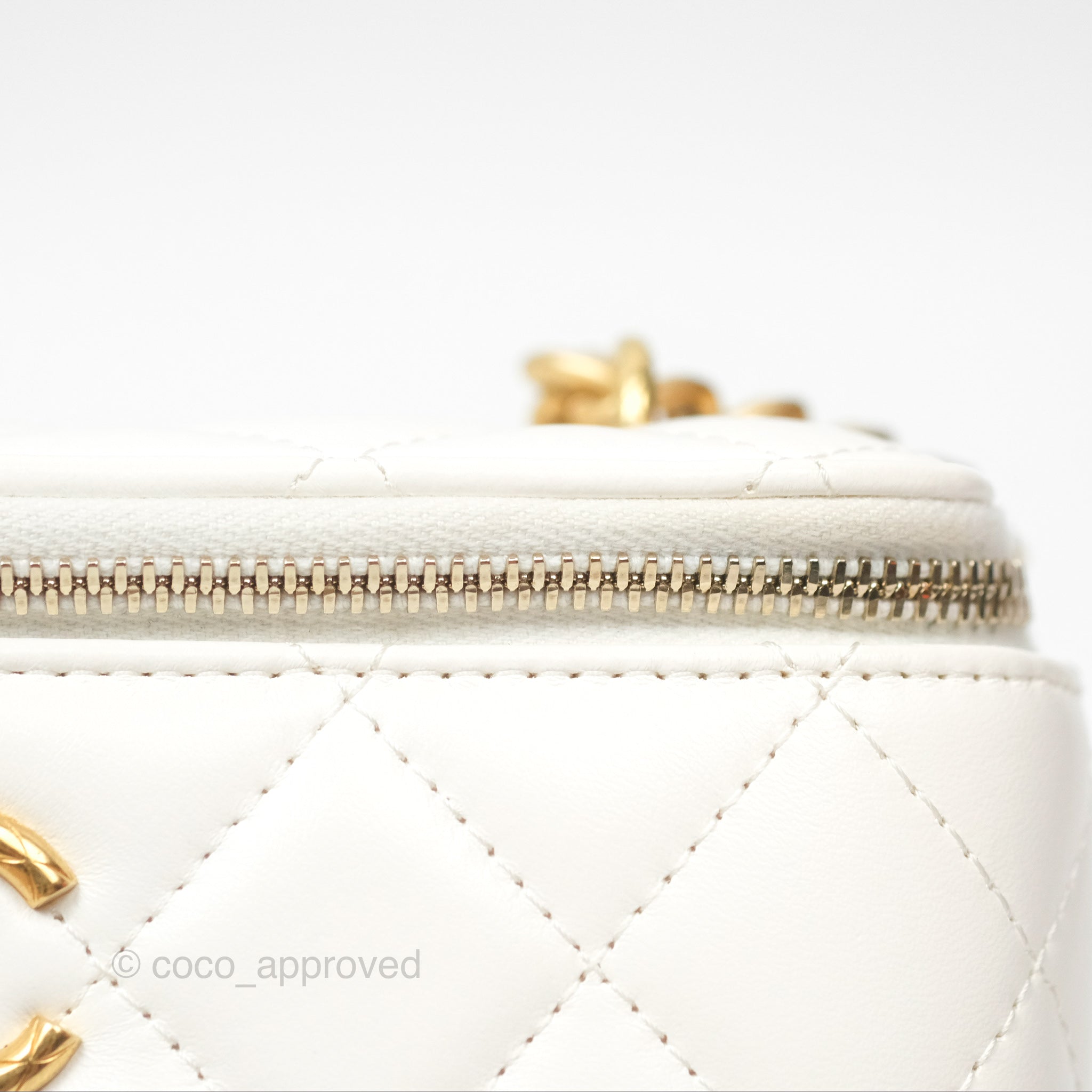 Chanel All Slide Vanity Bag with Adjustable Chain - White Lambskin Leather & Aged Gold Hardware - Luxury Crossbody Bag for Women, Perfect for Parties & Evening Events