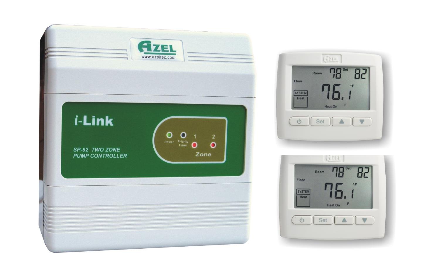 Azel 2 Zone Switching Relay with 2 Floor Heating Thermostats - Hydronic Radiant Floor Heating System Kit for Home & Basement Installation | Energy Efficient Temperature Control
