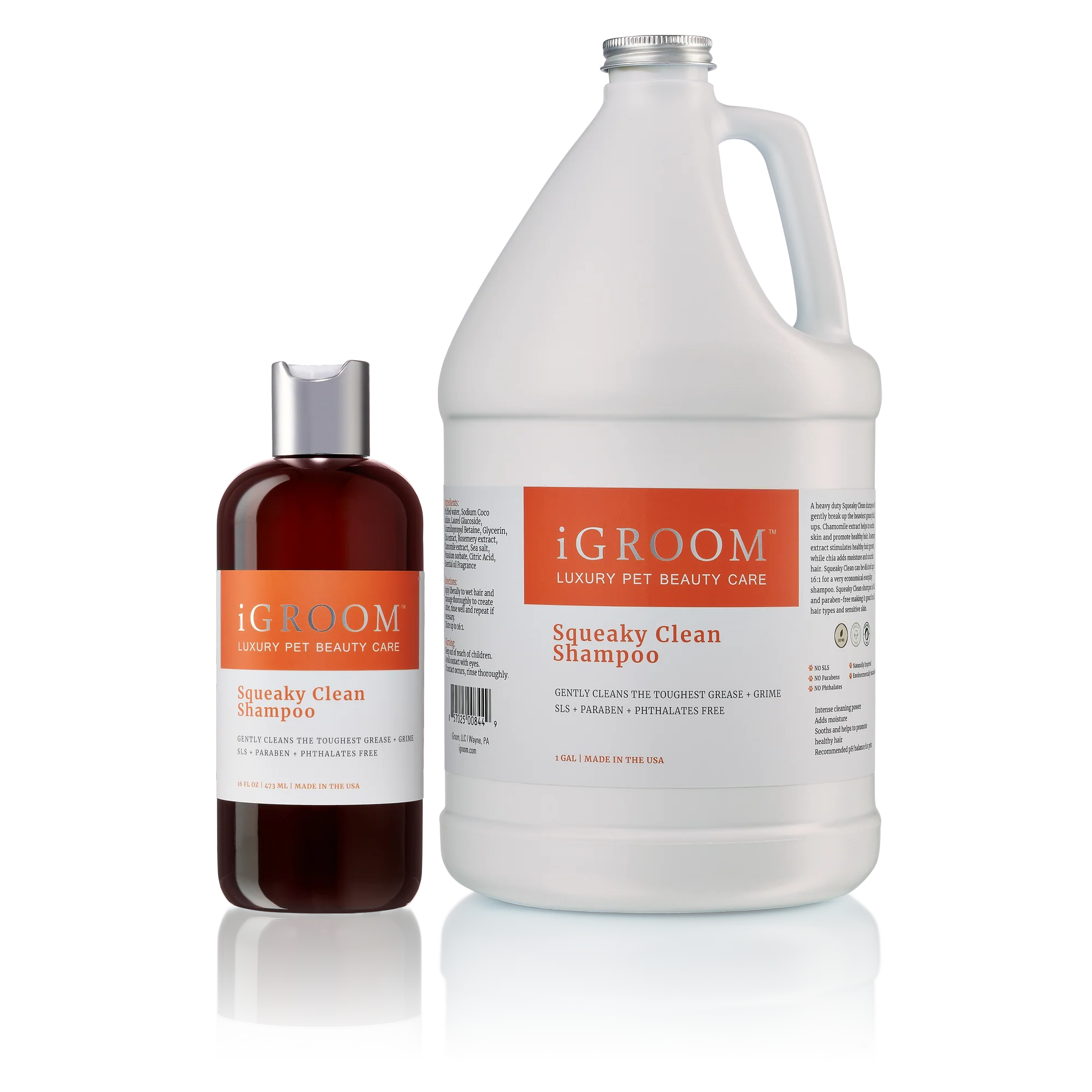 iGROOM Squeaky Clean Dog Shampoo for All Coat Types - Gentle Puppy & Adult Formula (16oz & 32oz) - Moisturizing & Deodorizing Pet Shampoo for Bath Time & Grooming Sessions
