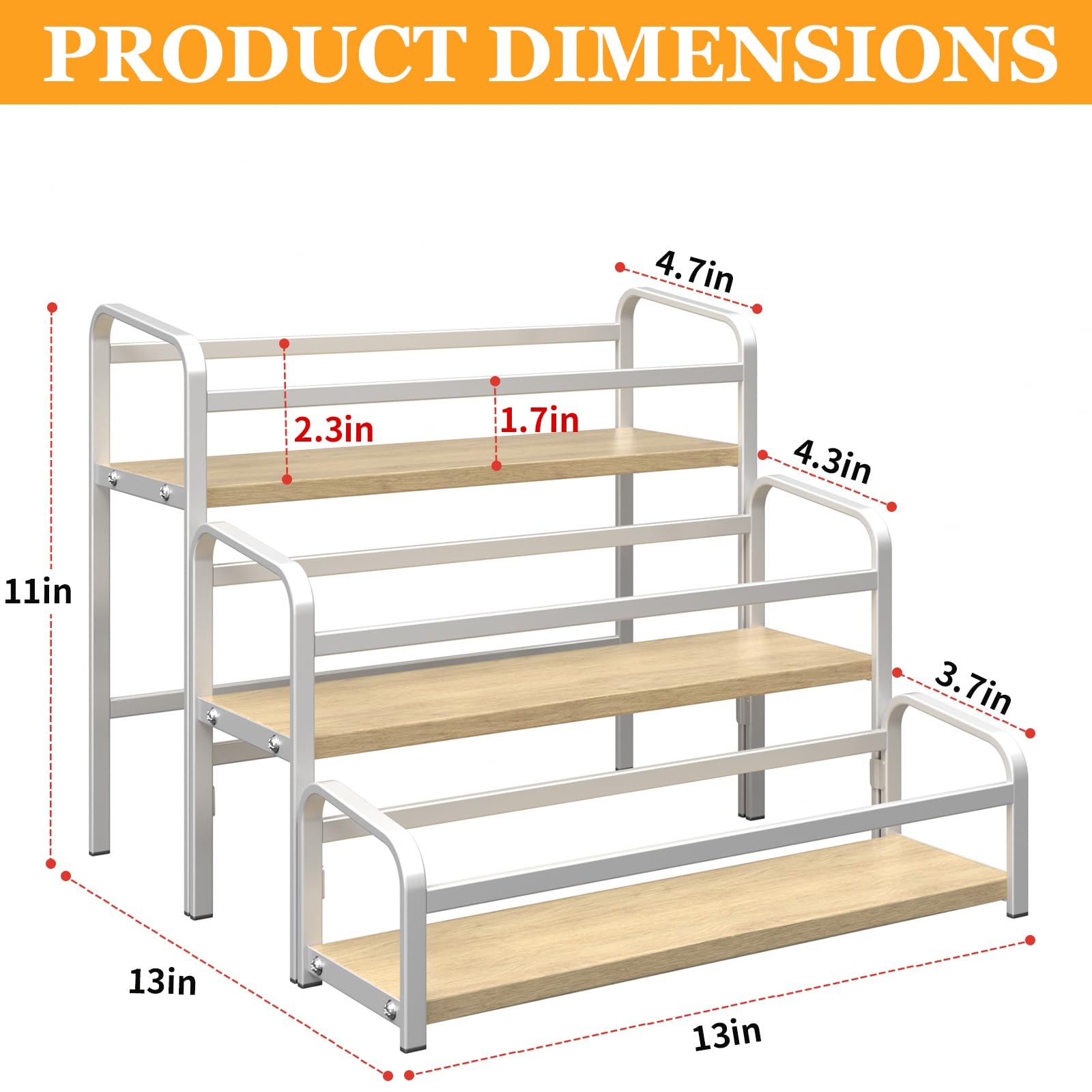 3-Tier Coffee Syrup Organizer Rack - Holds 12 Bottles for Coffee Bar, Wine & Spice Storage - Magnetic One-Step Installation - Perfect for Home Bars, Kitchen Countertops & Cabinet Organization
