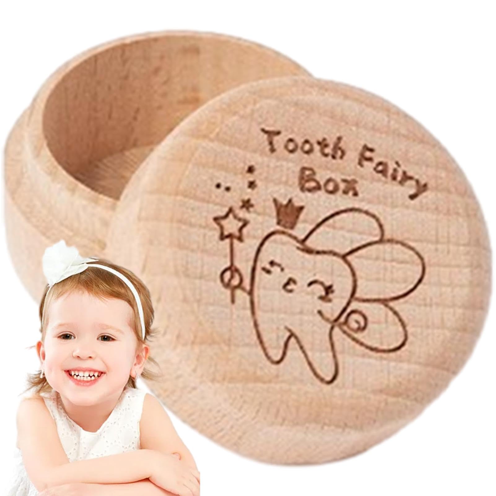 GYOUZA Wooden Baby Tooth Keepsake Box - First Tooth Storage Container for Boys & Girls | Fairy Tooth Saver Gift for Baby Shower, Birthday & Milestone Celebrations | Perfect for Preserving Childhood Memories & Creating Tooth Fairy Traditions