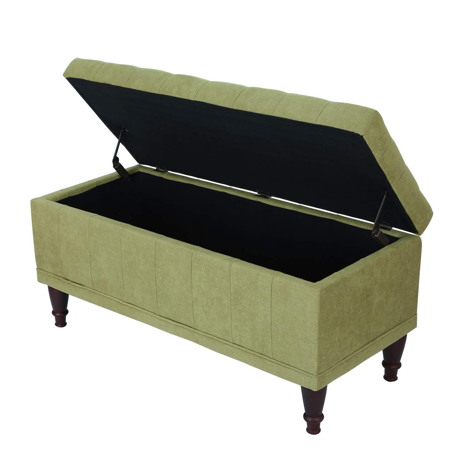 Joveco 41 Inch Storage Ottoman Bench - Tufted Microfiber Footrest with Hidden Compartment, Multi-Functional Seat for Living Room, Bedroom & Entryway (Grass Green) - Perfect for Extra Seating, Storage & Home Decor
