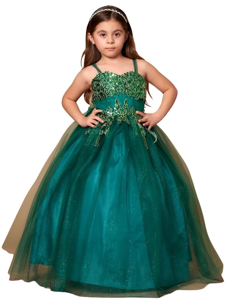 Junior Bridesmaid Dress for Big Girls - Green Embroidered Sweetheart Neckline (Sizes 8-16) | Perfect for Weddings, Prom & Special Occasions