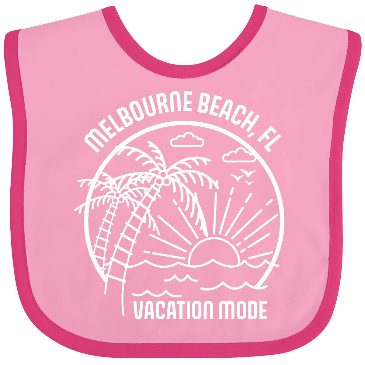 Inktastic Summer Vacation Mode Melbourne Beach Florida Baby Bib - Soft Cotton Drool Bib for Infants & Toddlers - Perfect for Beach Trips, Travel, and Everyday Use