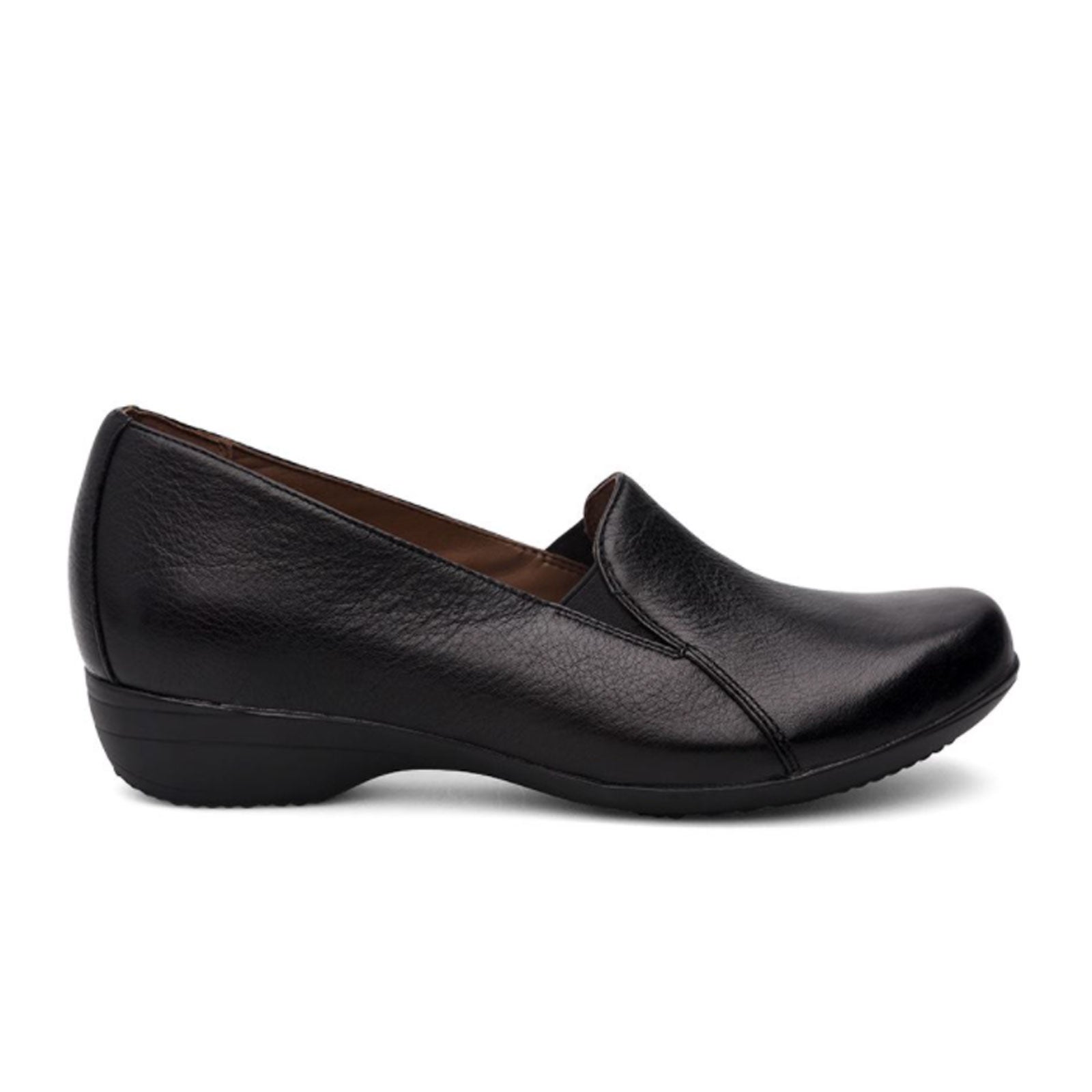 Dansko Farah Slip On Women's Shoes - Black Milled Nappa Leather Loafers for Work, Nursing & Comfort Walking