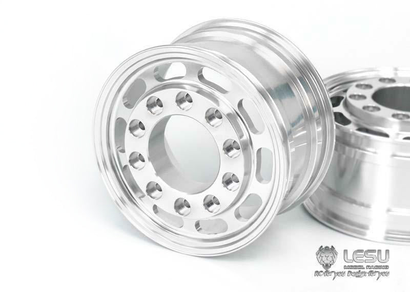 1/14 LESU RC Truck Metal Flange Front Wheel Hubs with Rubber Tires - Replacement Parts for Dumper Tractor & Model Cars | Off-Road, Construction Site & Heavy Duty Scenes