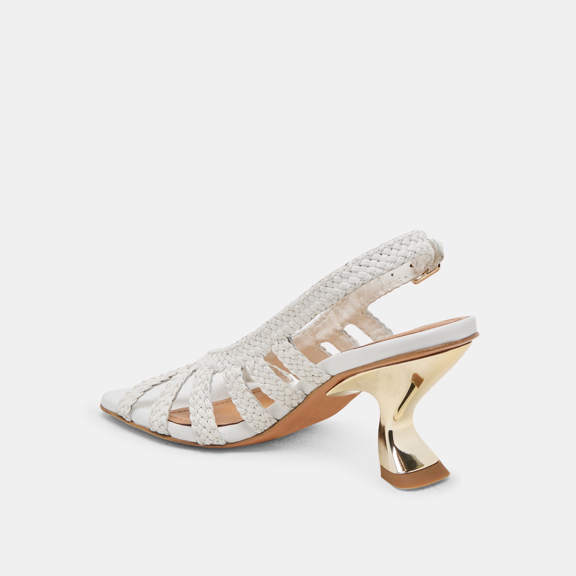 SICILY Women's White Woven Leather High Heels - Elegant Dress Shoes for Parties, Weddings & Formal Occasions