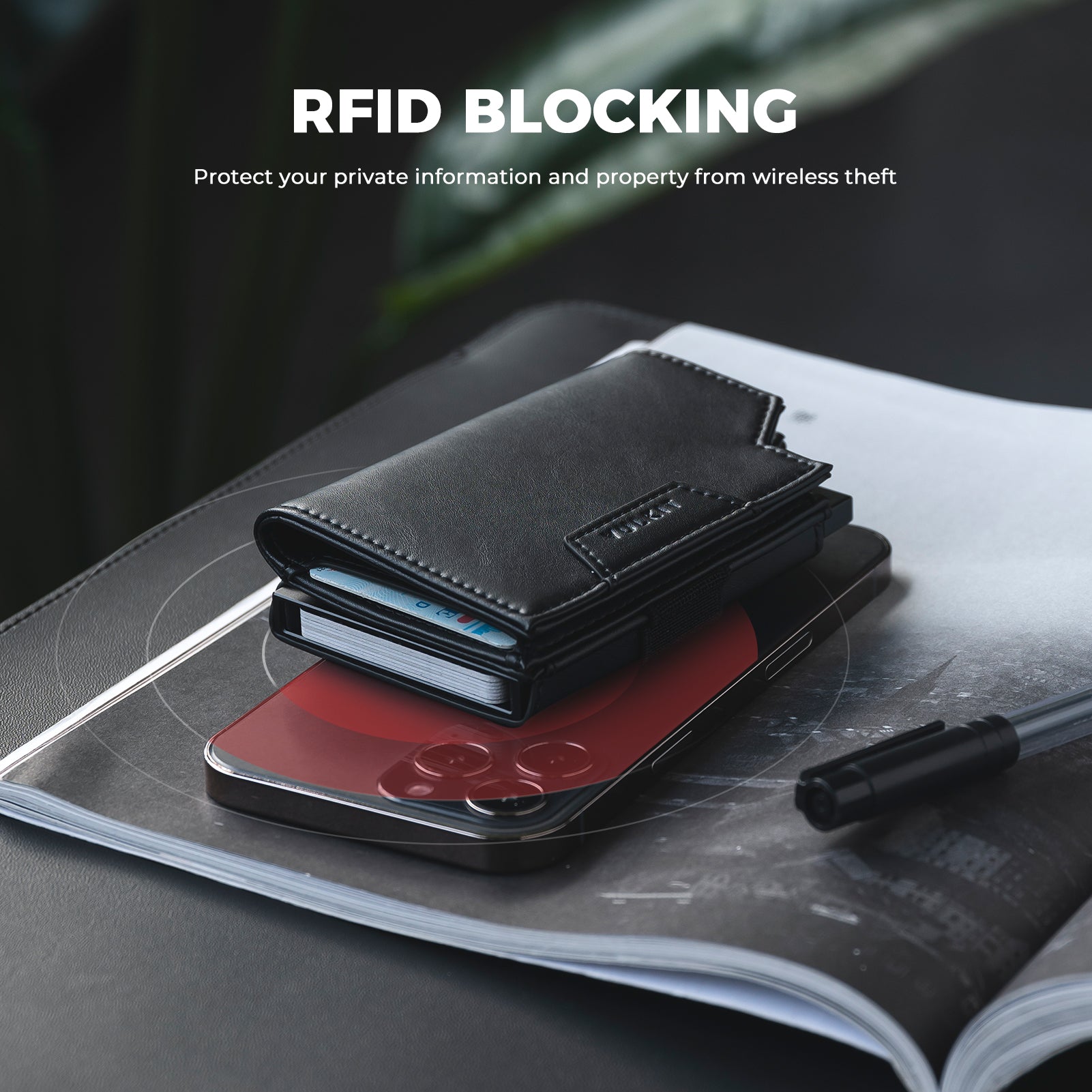 VC411 Slim Minimalist RFID Blocking Wallet - Card Holder with Money Band & Secure Magnetic Closure for Men & Women - Perfect for Travel, Everyday Use & Gift Giving