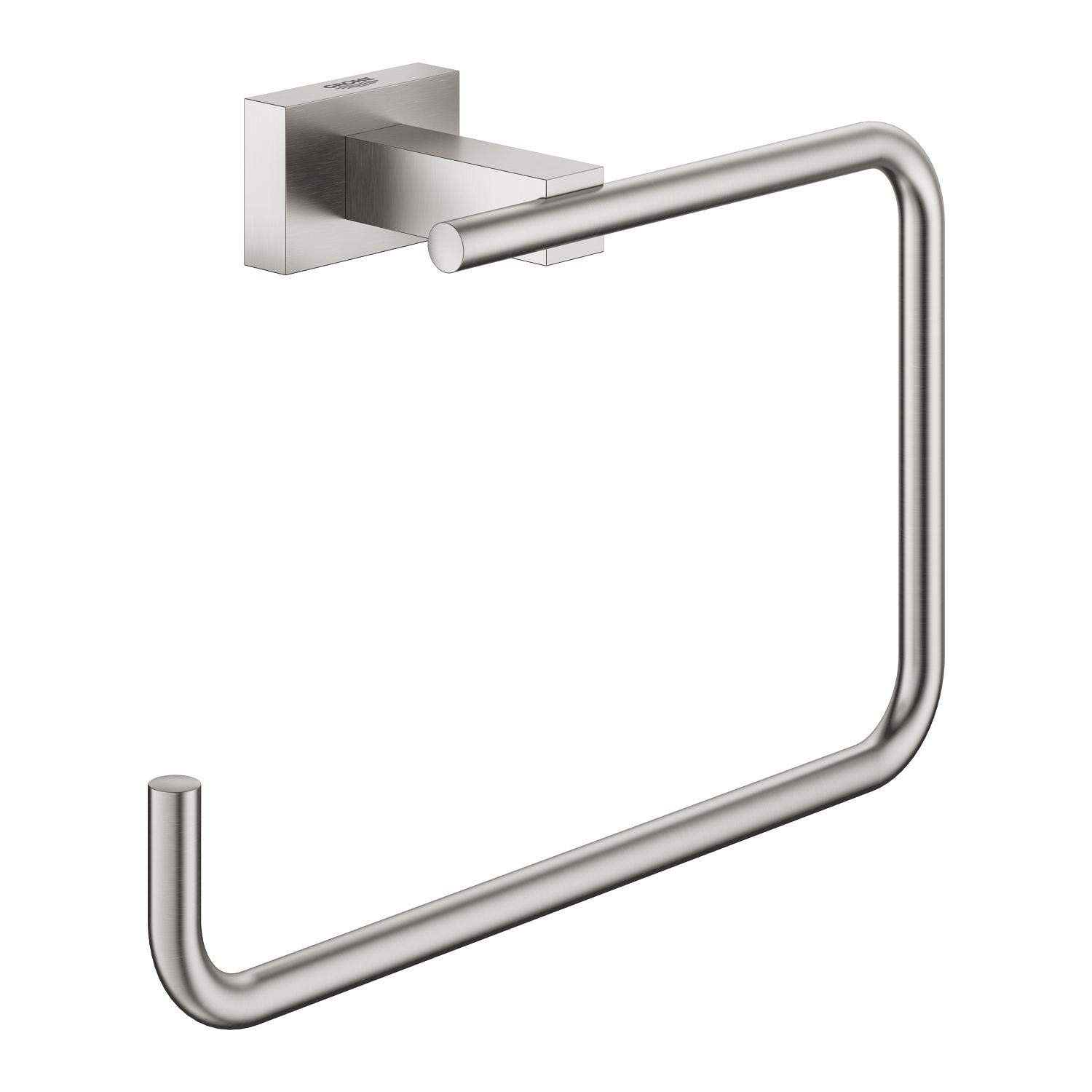 Growe 40510DC1 Essentials Cube Ring Towel Holder - Satin Grey Finish | Modern Bathroom Organizer for Towels & Robes | Durable & Stylish Bath Accessory for Home, Spa & Hotel Use | Perfect for Small Spaces & Luxury Decor