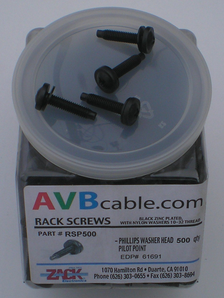 AVB Cable RSP500 Rack Screws with Pilot Point & Captive Washer - 500pcs/Jar - Ideal for Server Racks, Network Cabinets & Data Center Installations
