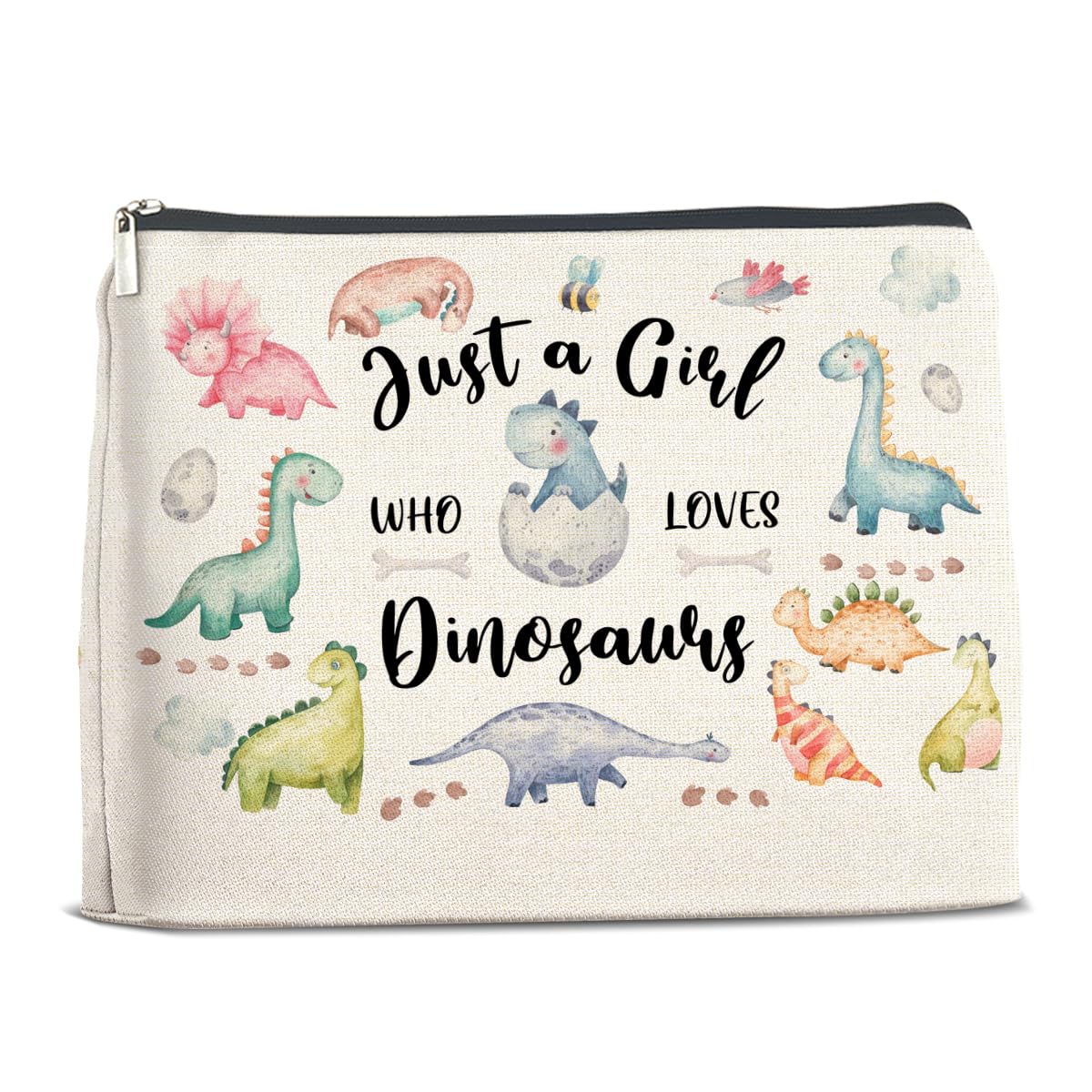 Dinosaur Makeup Bag for Women & Teens - Cute Dinosaur Lovers Cosmetic Pouch with Zipper - Perfect Gift for Dinosaur Enthusiasts - Great for Travel, School & Daily Makeup Storage