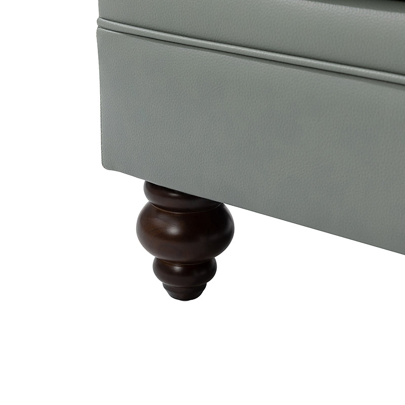 Basilio Modern Genuine Leather Storage Ottoman Bench - Living Room Footrest, Coffee Table & Extra Seating - Perfect for Home, Office & Bedroom