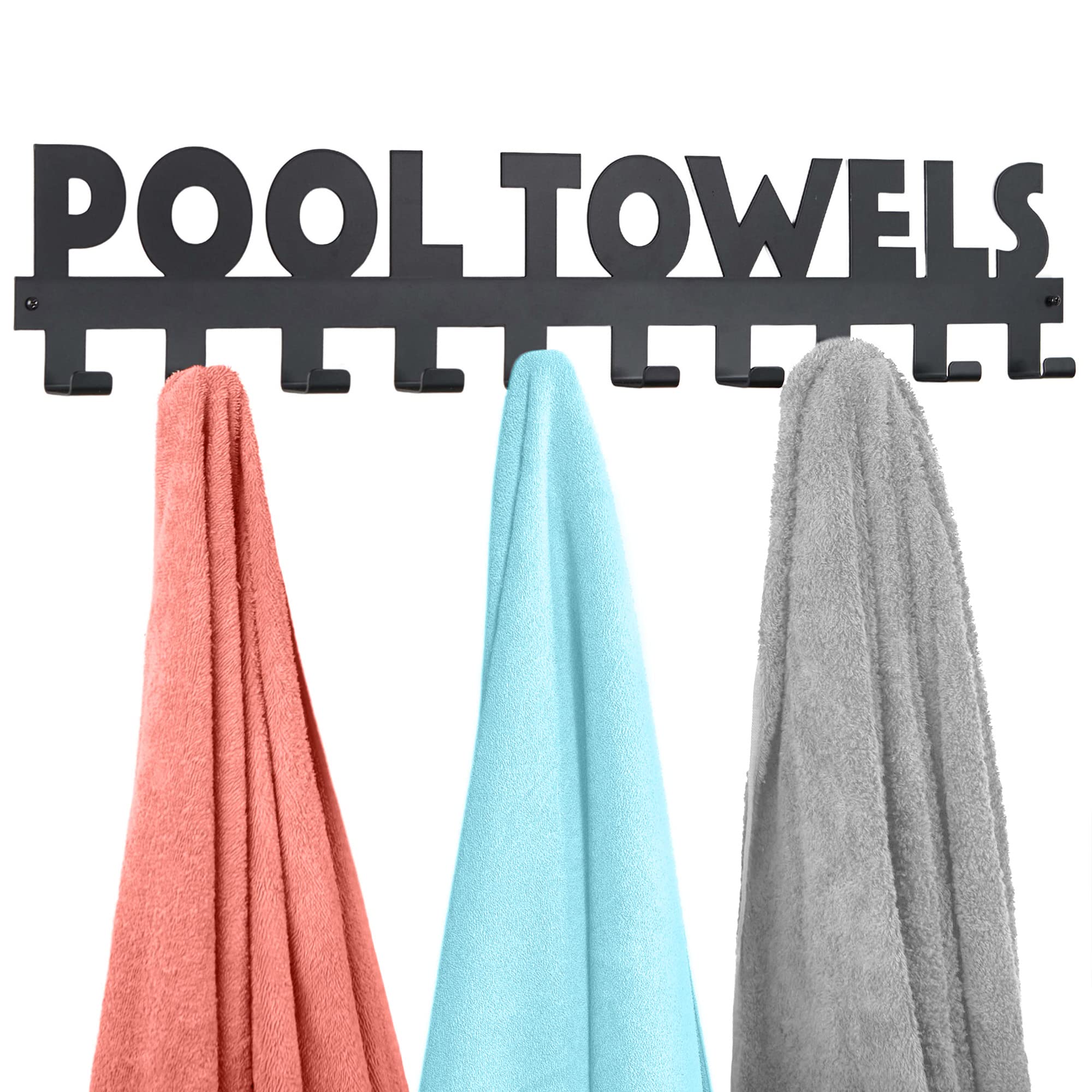 **Stainless Steel Pool Towel Rack – 10-Hook Outdoor & Indoor Towel Holder for Swimming Pool, Beach, and Bathroom – Rust-Proof Towel Hanger & Drying Rack for Poolside Decor**