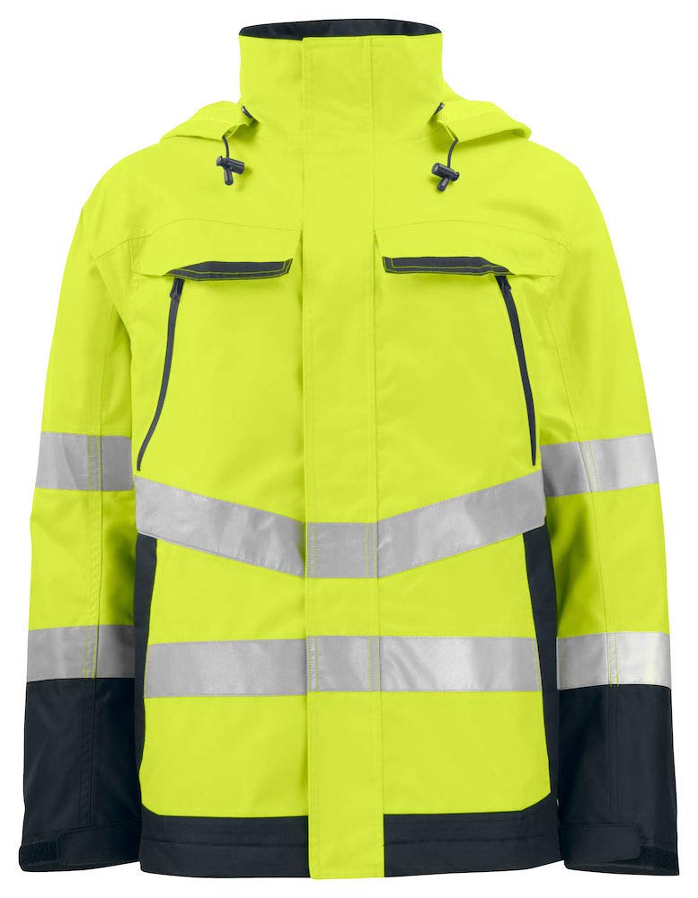 Projob Men's Reflective Tape Jacket - High Visibility Windproof Running Jacket for Outdoor Sports, Cycling & Night Safety