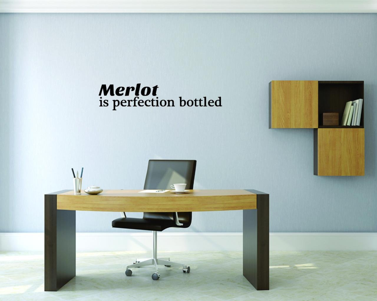 Merlot Wine Bottle Wall Decals - DIY Removable Home Decor Stickers for Bedroom, Living Room (8x20 Inches) - Perfect for Party Decor, Housewarming Gifts & Apartment Decorating