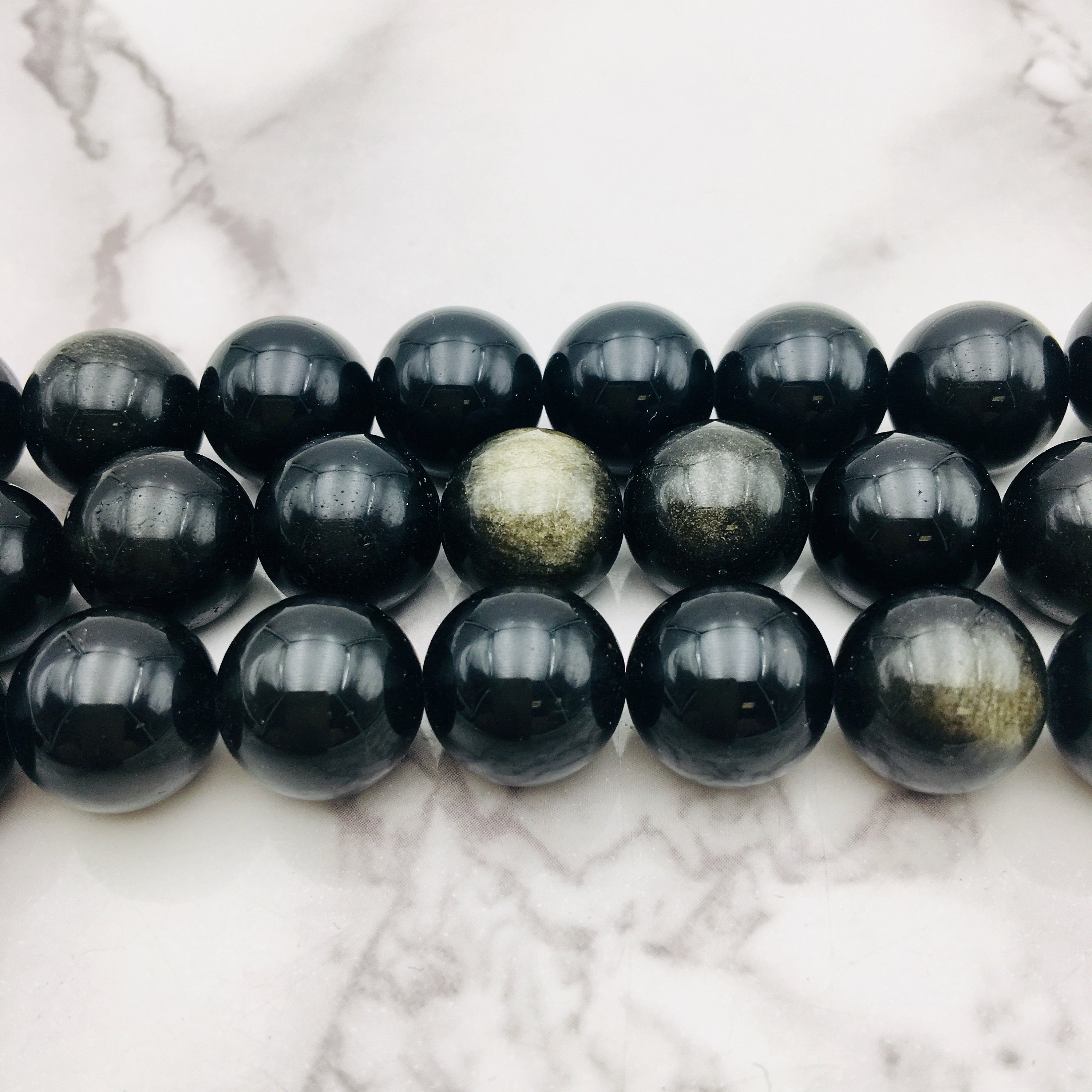Golden Obsidian Smooth Round Beads 14mm 16mm 15.5 Strand - Natural Stone Beads for Jewelry Making, DIY Bracelets, Necklaces & Spiritual Healing