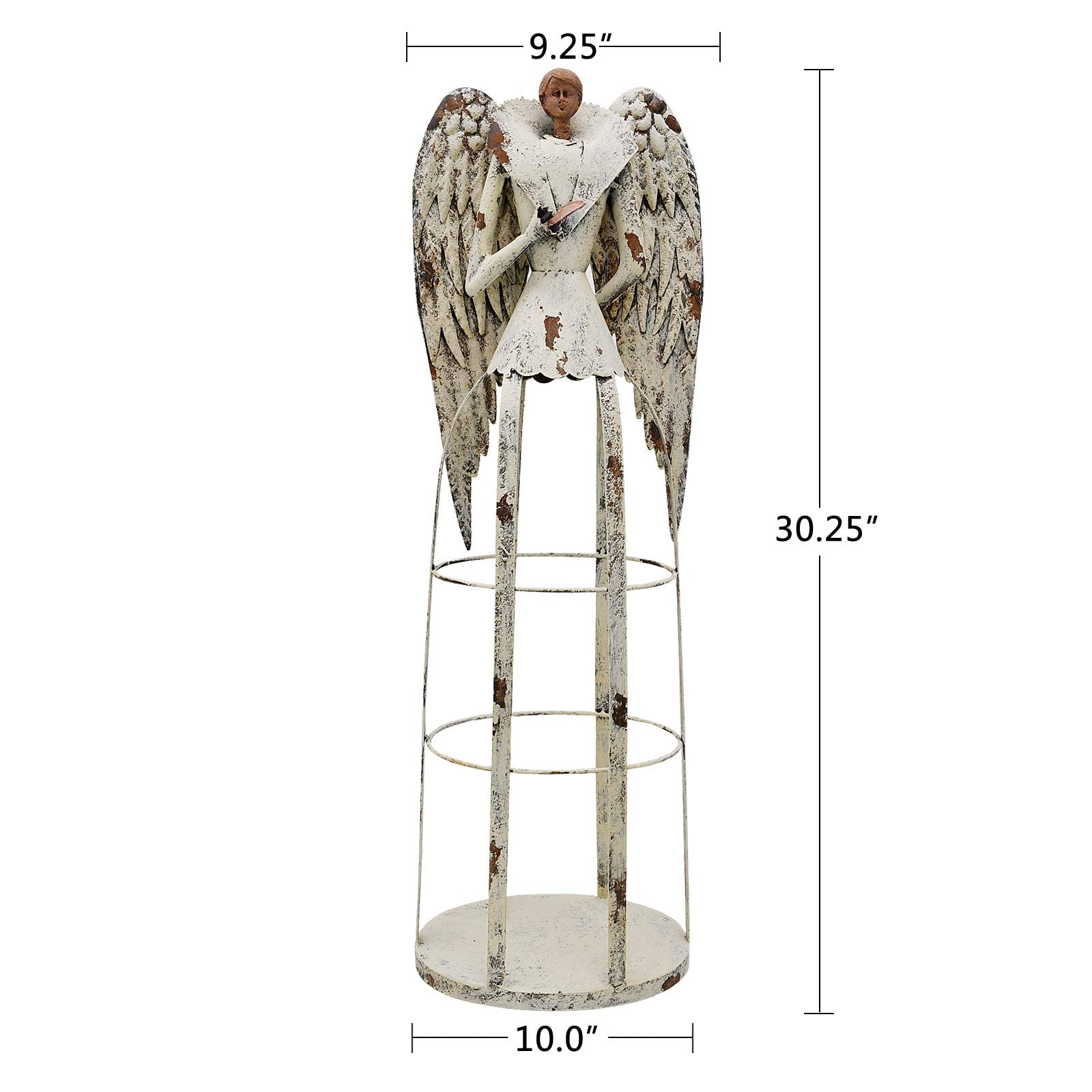 Antique Metal Angel Garden Statue - Outdoor Yard Art Decor for Lawn, Patio & Garden - Perfect for Climbing Plants, Vines, Ivy & Roses - Ideal for Home Garden Decor, Wedding Centerpieces & Landscape Design