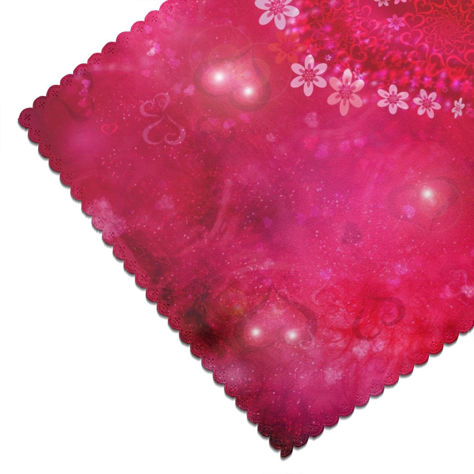 Valentine's Day Placemats Set of 4 - 12x18 Inch Floral Heart Design Washable & Heat-Resistant Table Mats for Kitchen Dining - Perfect for Romantic Dinners, Anniversary Celebrations & Home Decor (Red)