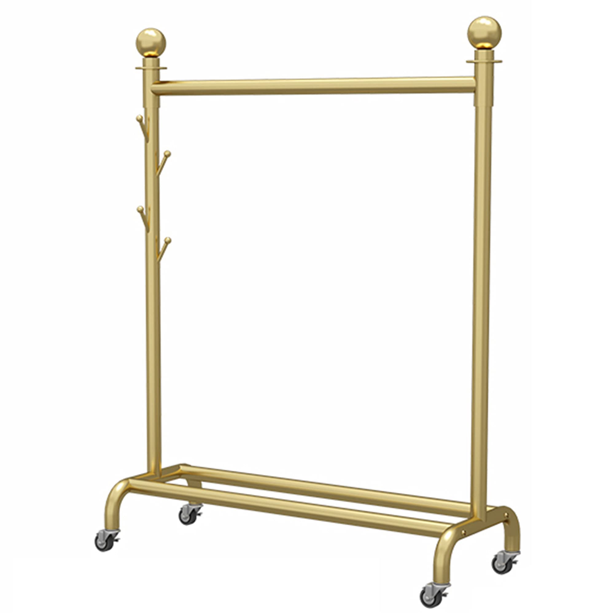 Heavy-Duty Rolling Garment Rack with 4 Hooks & Storage Shelf - 39