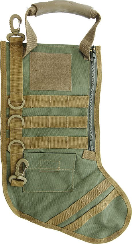 Army Green Tactical Christmas Stocking - Military Style Holiday Decor for Fireplace, Mantel & Festive Home Decorations