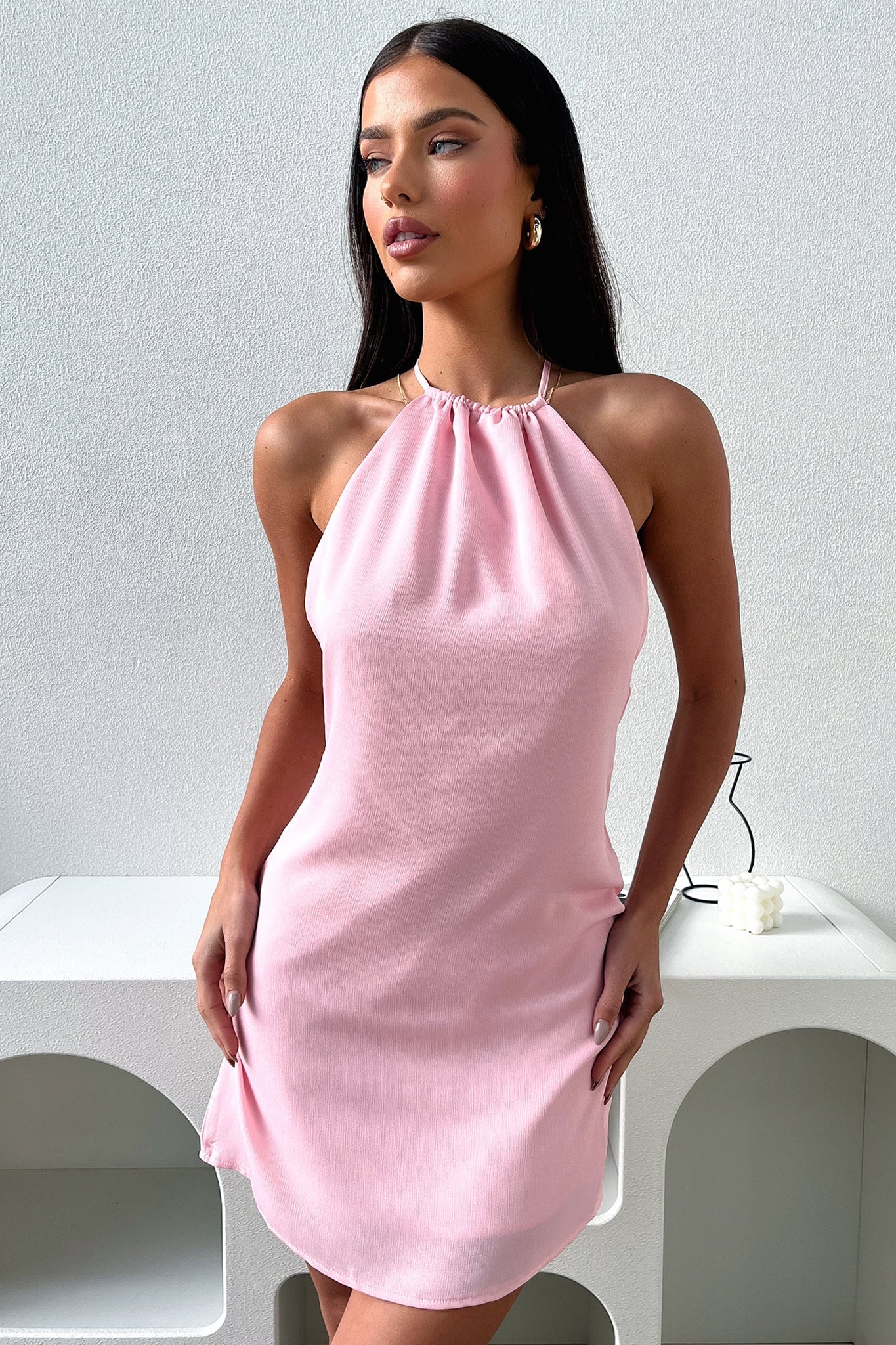 Alessia Dress - Elegant Pink Flowy Midi Dress for Women | Perfect for Weddings, Parties & Special Occasions