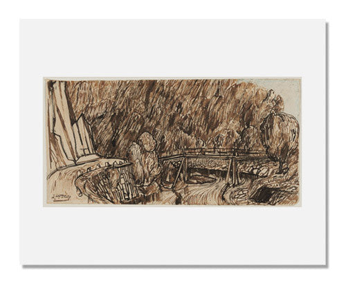 Johannes Theodorus Toorop Landscape Painting - River Scenery with Wooden Bridge Art Print - Perfect for Home Decor, Office Wall Art & Gift Ideas