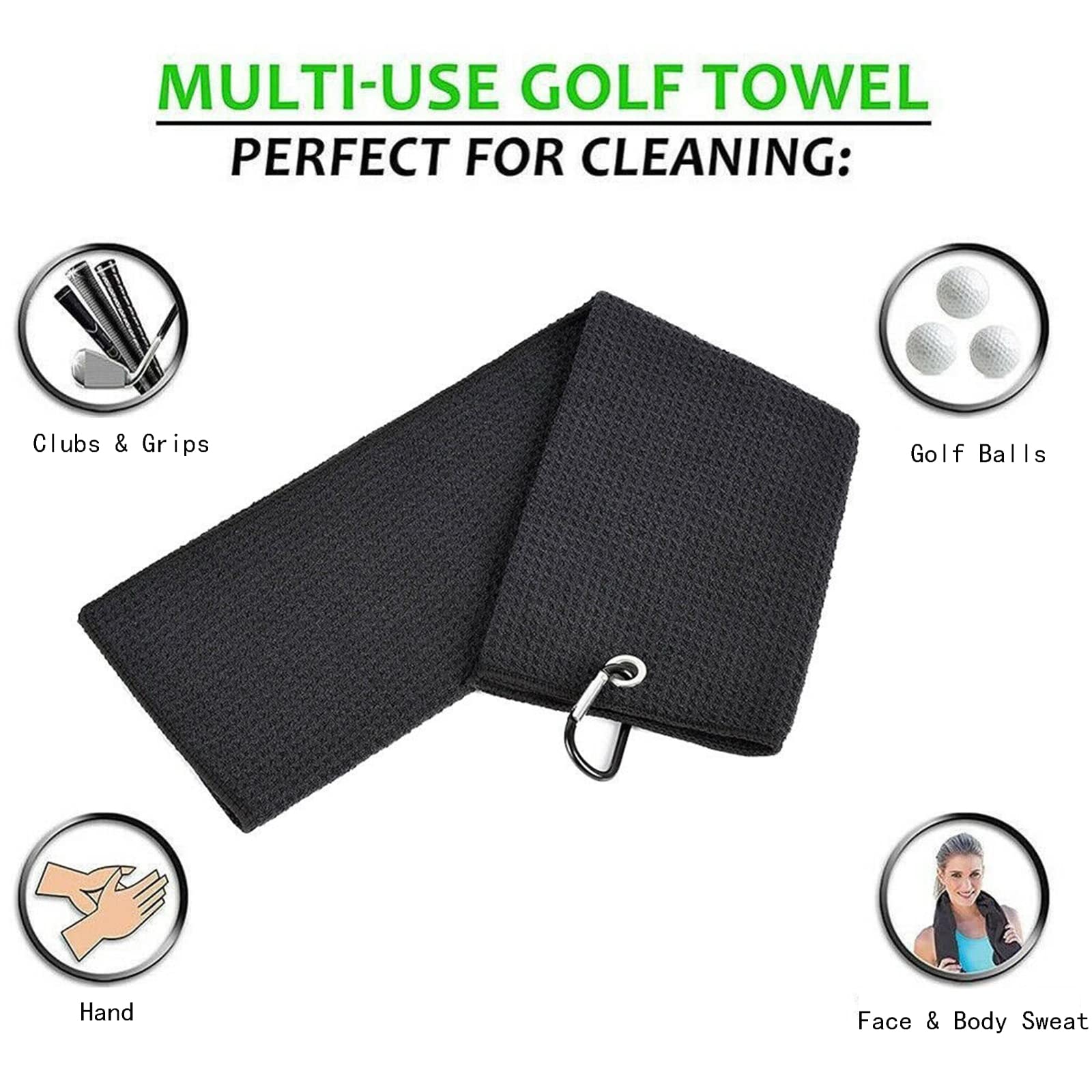 Betlife Golf Towel 2 Pack - Premium Microfiber Waffle Pattern Towels with Heavy Duty Carabiner Clip (2 Pcs, 2 Colors) - Perfect for Golf, Gym, Sports & Outdoor Activities