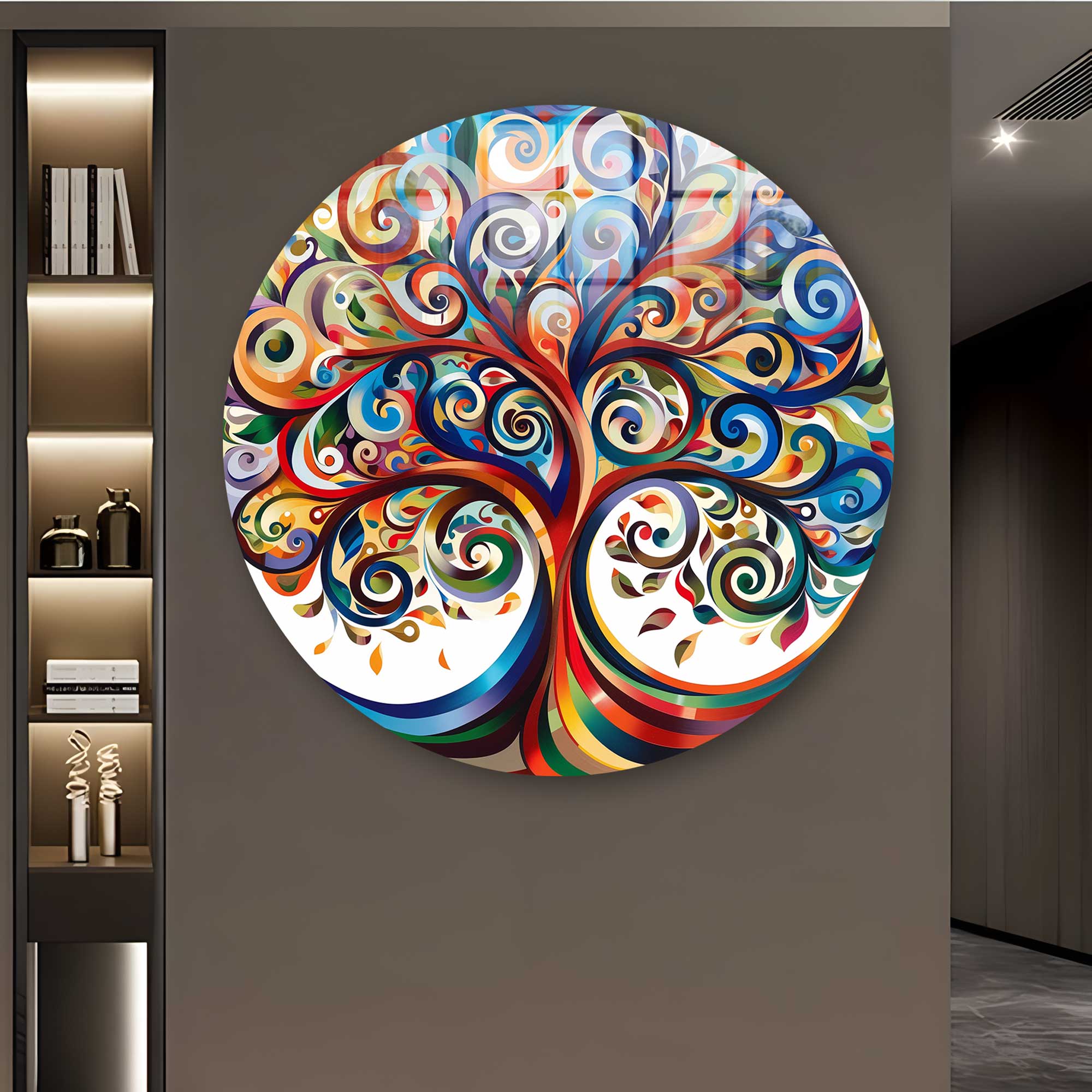 Tree of Life Rounded Glass Wall Art - Elegant Home Decor for Living Room, Bedroom & Office - Perfect for Gifts & Spiritual Spaces