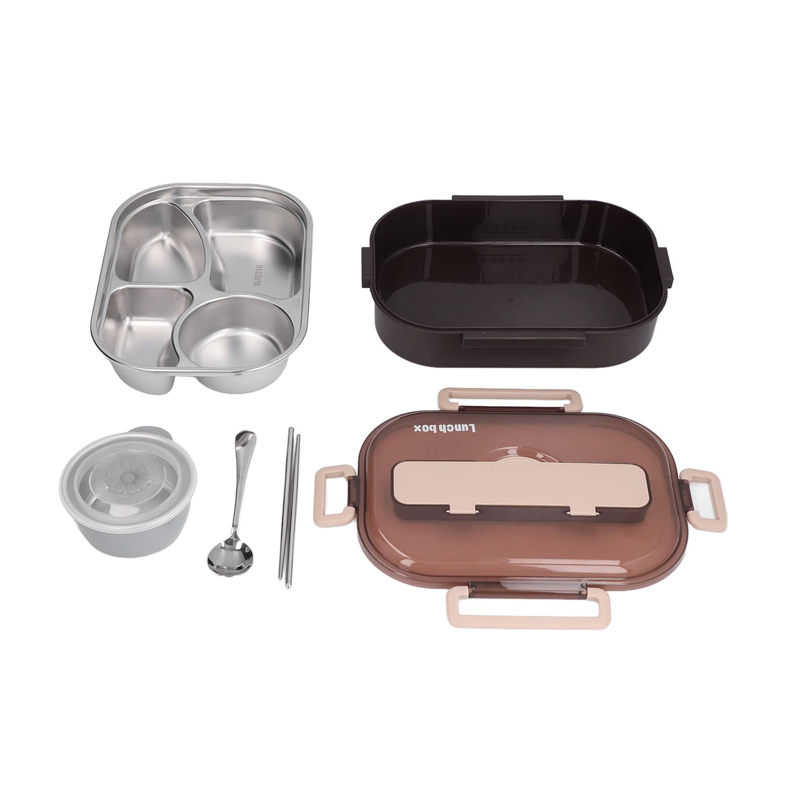 Stainless Steel Bento Box - Portable Lunch Container for Picnic & Office (Black)