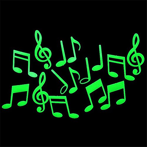 Glow in the Dark Music Note Wall Stickers - Self-Adhesive Dancing Musical Decals for Bedroom, Nursery, Kids Room Decor - Perfect for Night Lights & Party Decorations