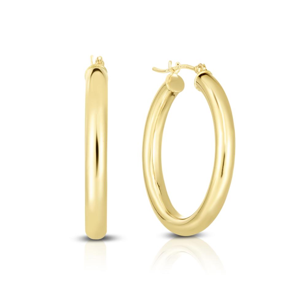 10K Gold 3x25mm Hoop Earrings for Women - Classic Circle Earrings for Everyday Wear, Gift Giving & Special Occasions