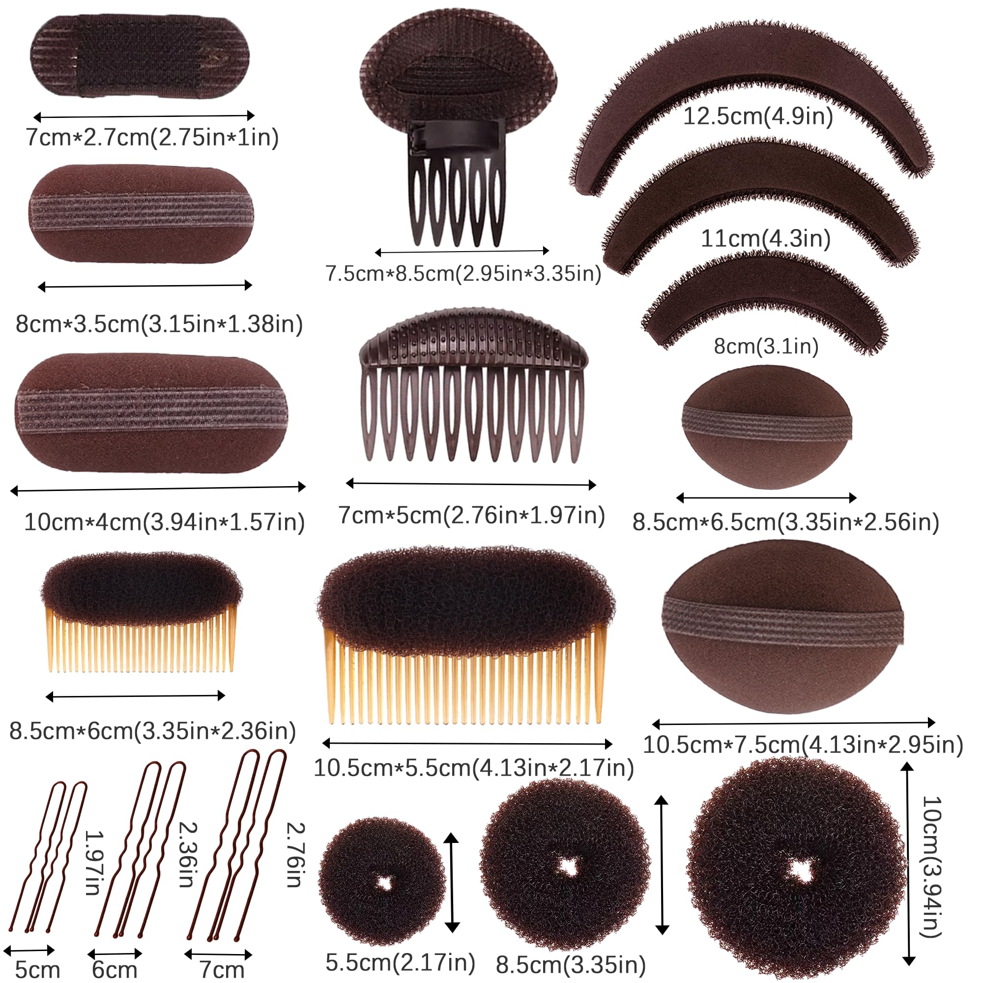 Invisible Hair Clip Comb for Volume Styling - Hair Bump Insert Tool with False Hair Pads & Extensions Accessories (Brown) | Perfect for Weddings, Parties & Everyday Hairstyles