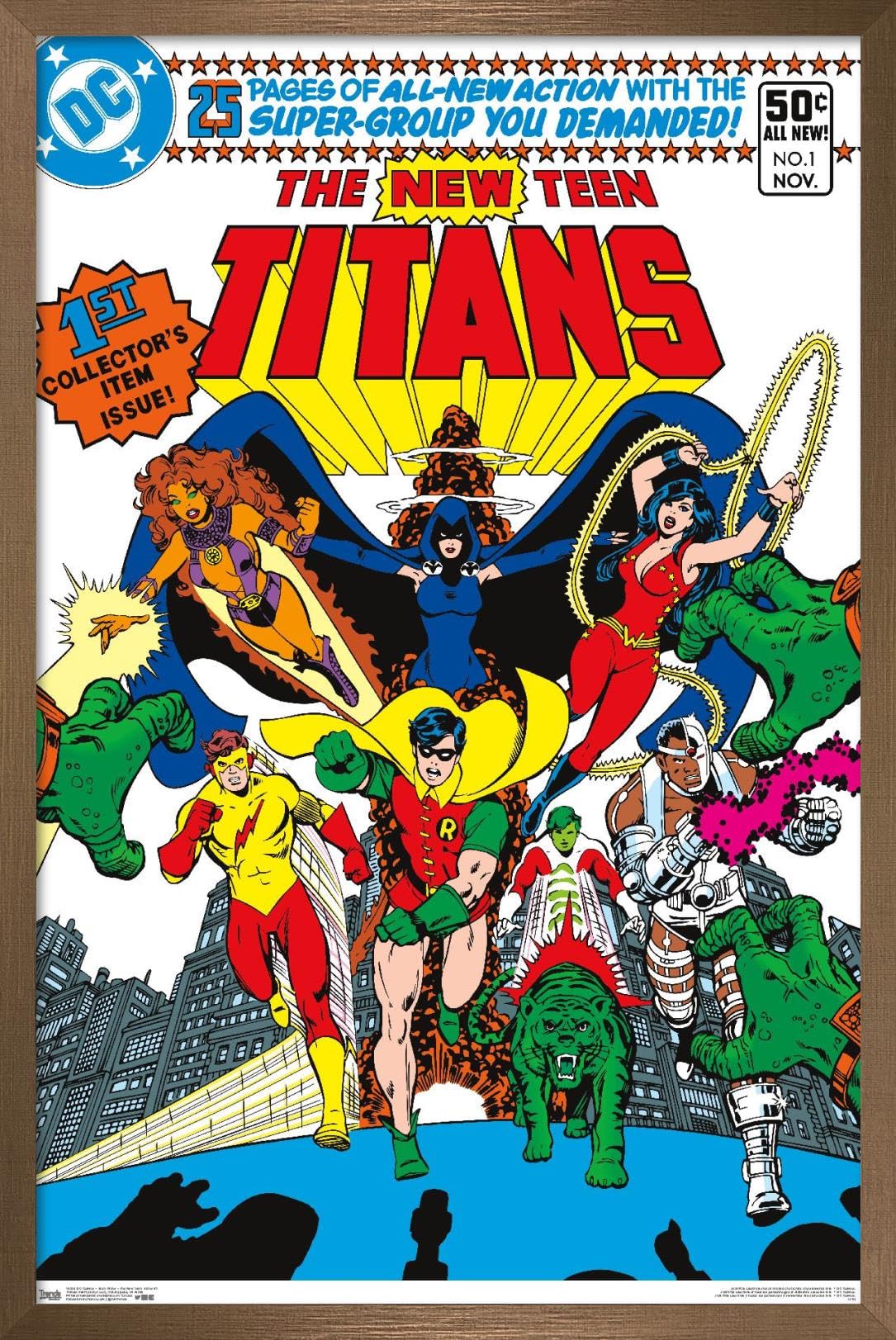 DC Comics Teen Titans The New Teen Titans #1 Wall Poster - 14.725 x 22.375 Inches Bronze Framed Version - Perfect for Bedroom, Game Room & Comic Book Collector Decor