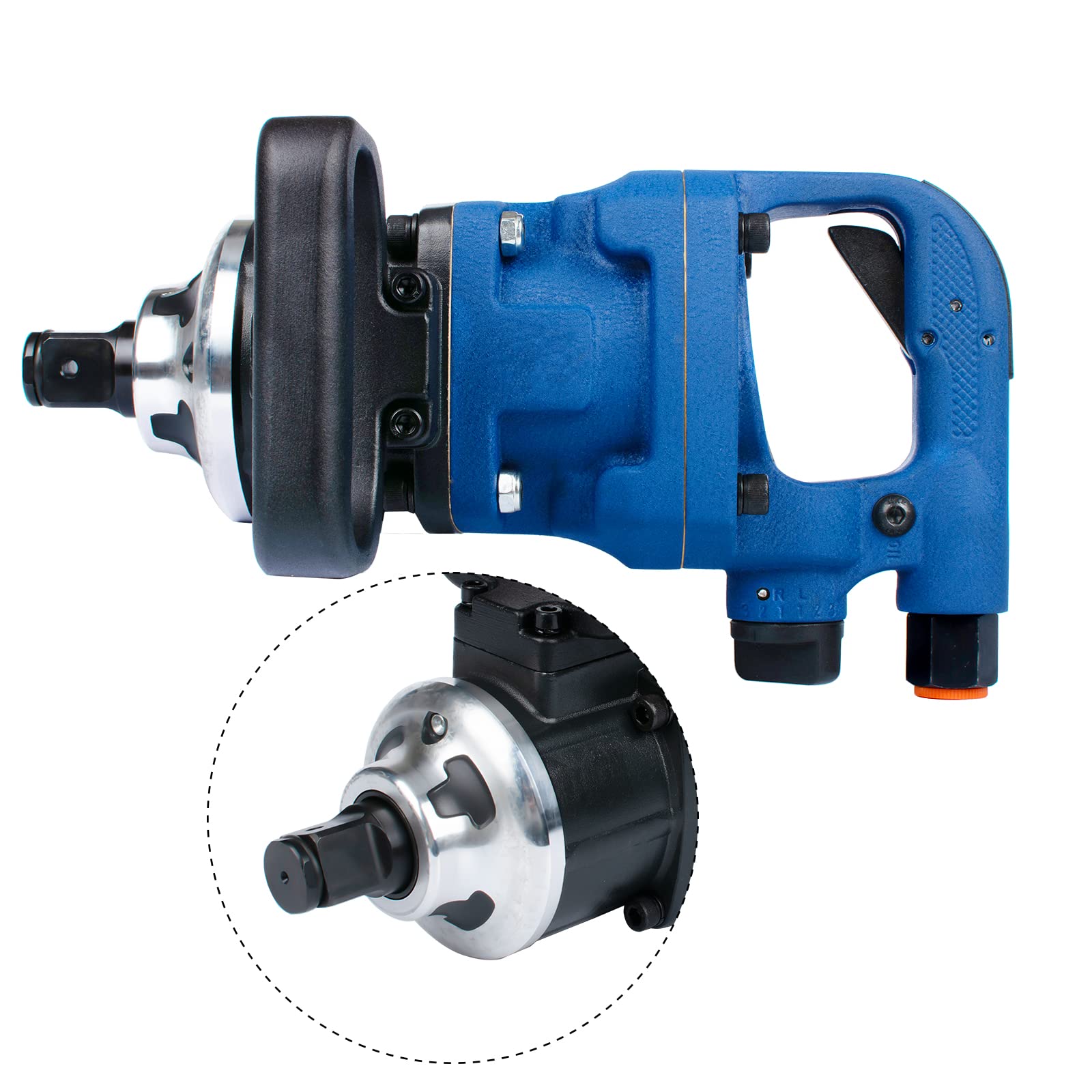 1 Inch High Torque Pneumatic Impact Wrench - 2100 ft lb Power with D-Handle | Heavy Duty Automotive, Construction & Industrial Use for Tire Changes, Machinery Repair