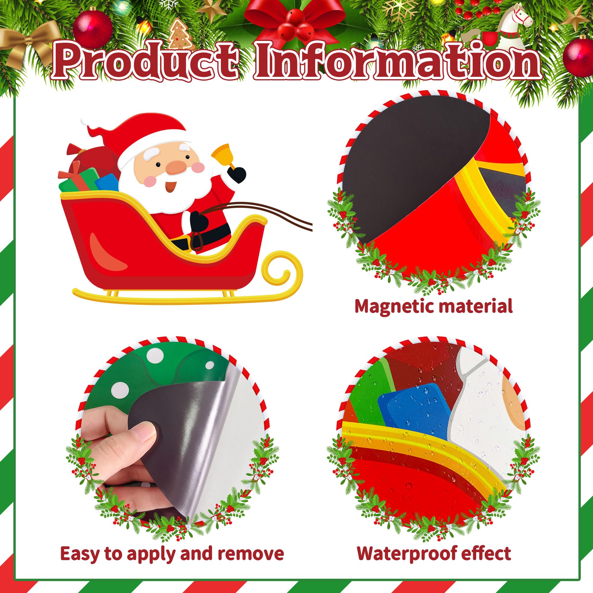 Festive Christmas Garage Door Magnets - Holiday Refrigerator & Fridge Decorations for Kitchen, Garage Doors - Perfect for Seasonal Home Decor & Holiday Cheer