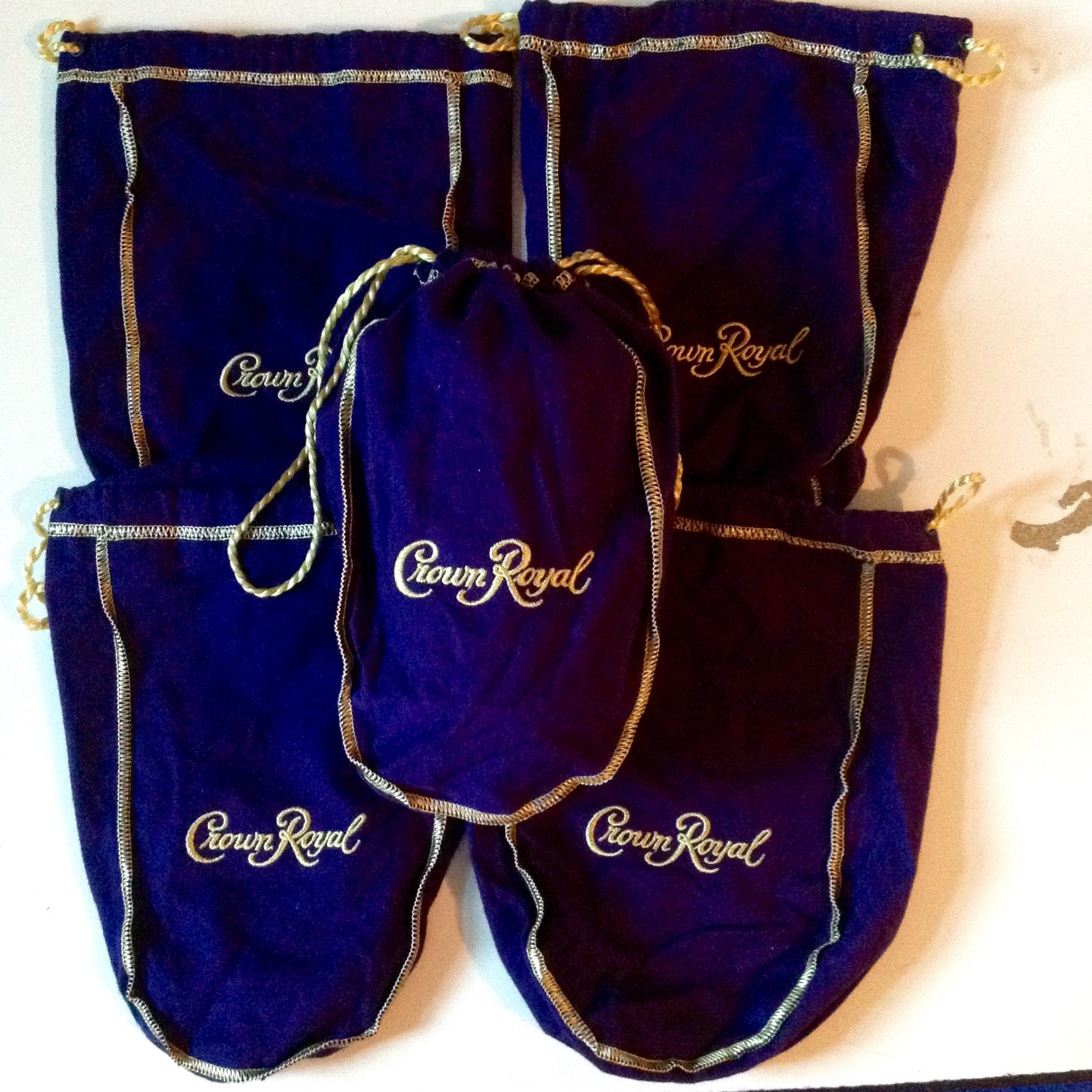 Crown Royal Purple Bags 5-Pack with Drawstring - Storage, Gifts & Game Accessories