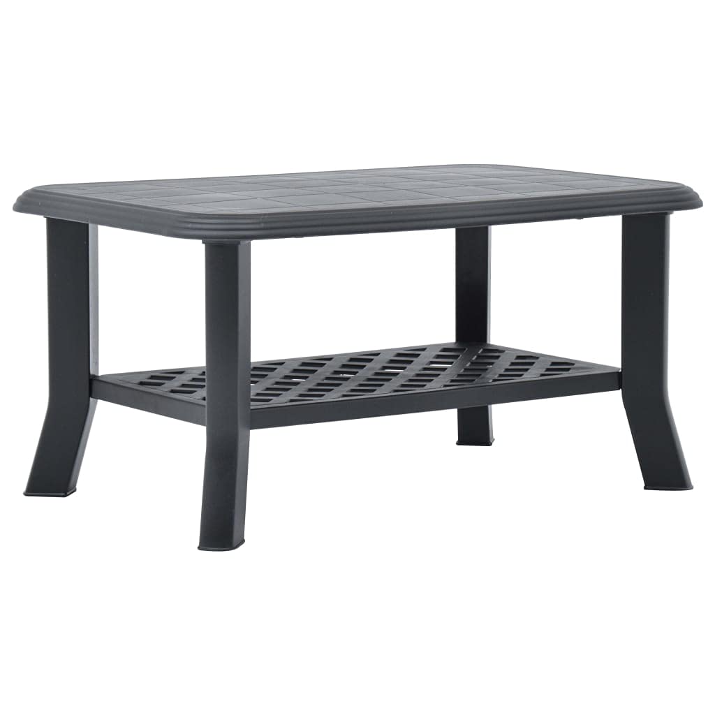 vidaXL Modern Coffee Table with Storage Shelf - End Table, Side Table in Anthracite Plastic for Living Room, Bedroom & Office