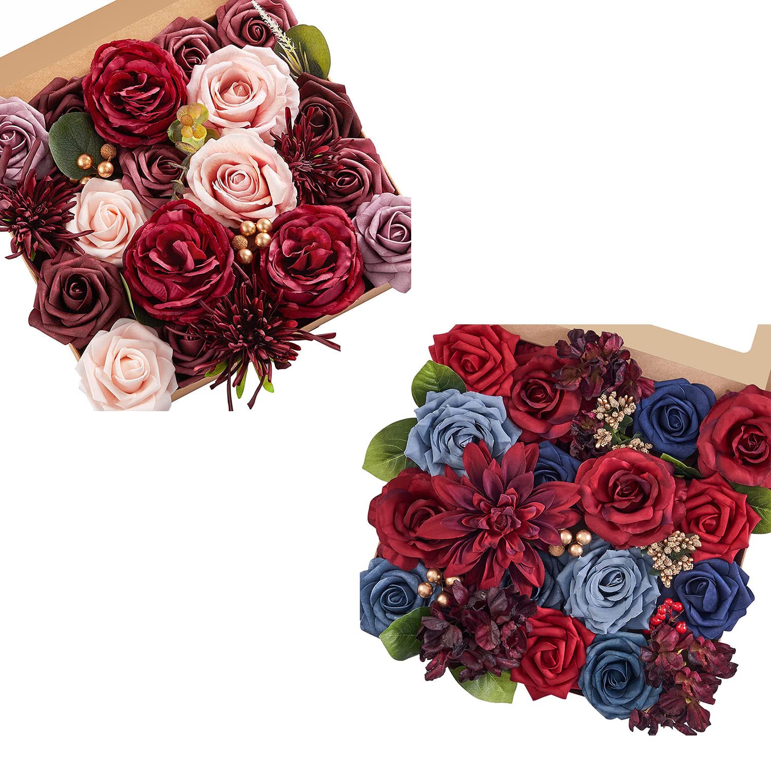Serwalin Artificial Burgundy Silk Flowers - Fake Flowers for DIY Wedding Bouquets, Centerpieces, Home & Office Decor - Perfect for Wedding, Party, and Event Arrangements